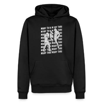 Muay Thai, répétition de l'entraînement au combat d'arts martiaux - Sweat à capuche Premium bio Homme - noir - Devant - Nico (187cm)