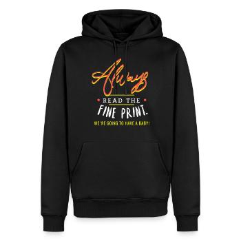 Toujours lire les petits caractères - Sweat à capuche Premium bio Homme - noir - Devant - Nico (187cm)