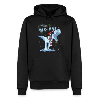 T-Rex Rex-Mas Dino Dinosaurier Eis Weihnachten - Männer Premium Bio Hoodie - Schwarz - Vorne - Nico (187cm)
