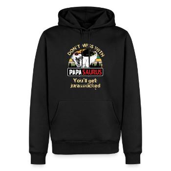 Papasaurus Funshirt Dino Tyrannus Saurus Rex - Männer Premium Bio Hoodie - Schwarz - Vorne - Nico (187cm)