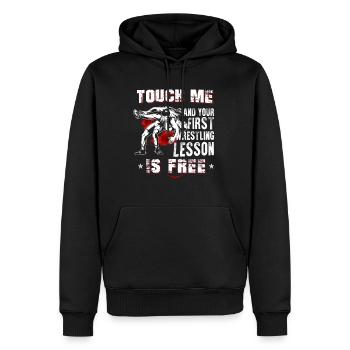 Lutte lutte - Sweat à capuche Premium bio Homme - noir - Devant - Nico (187cm)