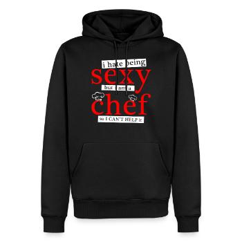Chef Chef Chef Chef Cuisine Cuisine Cadeau - Sweat à capuche Premium bio Homme - noir - Devant - Nico (187cm)