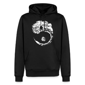 Yin Yang Symbole Bonsai Spiritualité - Sweat à capuche Premium bio Homme - noir - Devant - Nico (187cm)