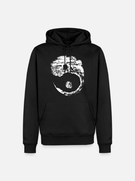 Yin Yang Symbol Bonsai Spiritualität - Herre Premium økologisk hoodie - sort