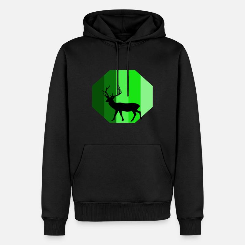 Hirsch - Männer Premium Bio Hoodie - Schwarz