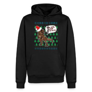T Rex Christmas Jumper Fan de dinosaures de Noël - Sweat à capuche Premium bio Homme - noir - Devant - Nico (187cm)