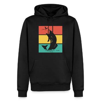 Poisson poisson coloré - Sweat à capuche Premium bio Homme - noir - Devant - Nico (187cm)