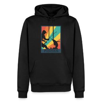 Fischer Angler Fisherman Fisch - Männer Premium Bio Hoodie - Schwarz - Vorne - Nico (187cm)