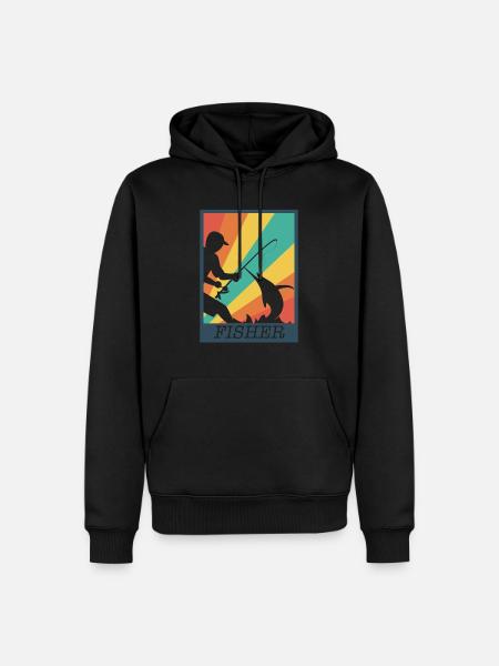 Fischer Angler Fisherman Fisch - Männer Premium Bio Hoodie - Schwarz