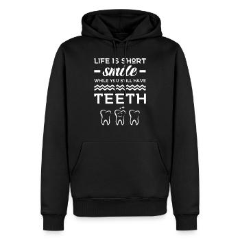 Idée Cadeau Dentiste Dentiste - Sweat à capuche Premium bio Homme - noir - Devant - Nico (187cm)