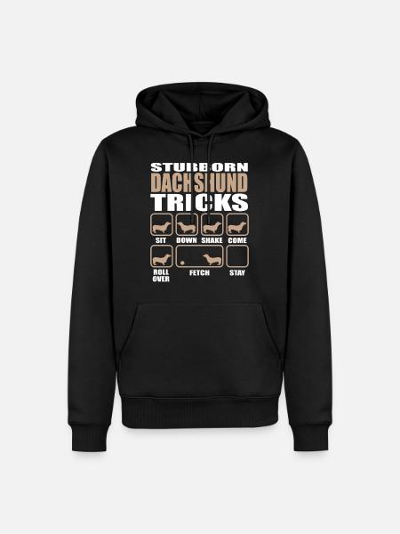 Hartnäckiger Dackel-Trick-Design - Männer Premium Bio Hoodie - Schwarz