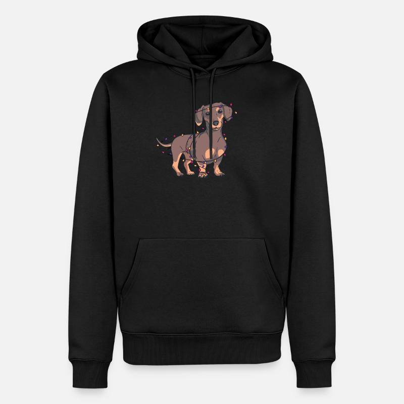 Lumières de teckel de Noël - Sweat à capuche Premium bio Homme - noir
