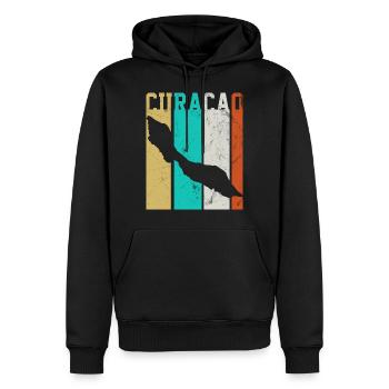 CURACAO LANDKARTE RETRO - Männer Premium Bio Hoodie - Schwarz - Vorne - Nico (187cm)