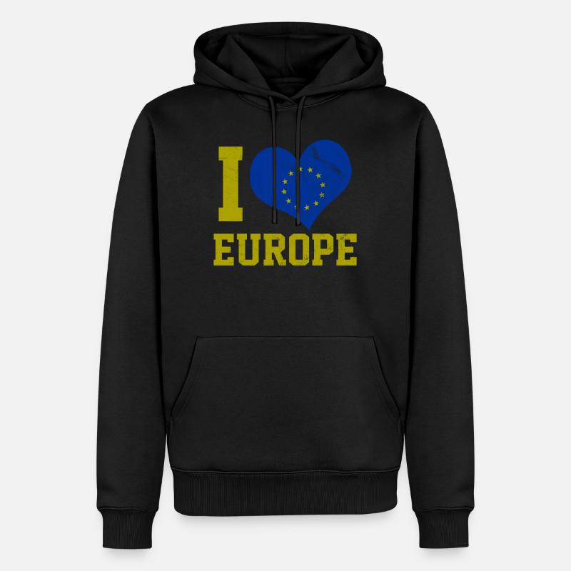 J'aime l'Europe - Sweat à capuche Premium bio Homme - noir