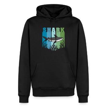Requins - Sweat à capuche Premium bio Homme - noir - Devant - Nico (187cm)