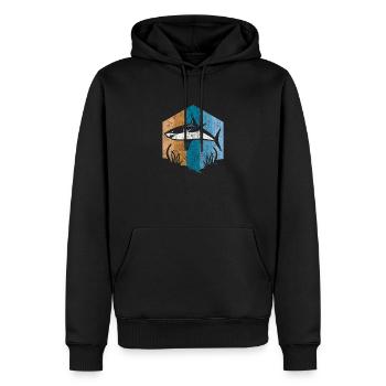 Requins - Sweat à capuche Premium bio Homme - noir - Devant - Nico (187cm)