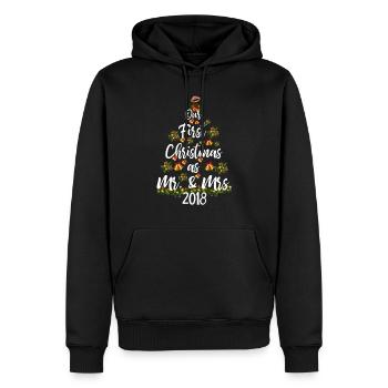 Notre premier Noël en tant qu'homme et femme - Sweat à capuche Premium bio Homme - noir - Devant - Nico (187cm)