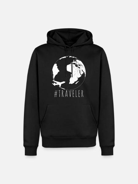Globus Welt Karte Reisen - Herre Premium økologisk hoodie - sort