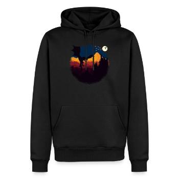 Drachenmond - Männer Premium Bio Hoodie - Schwarz - Vorne - Nico (187cm)