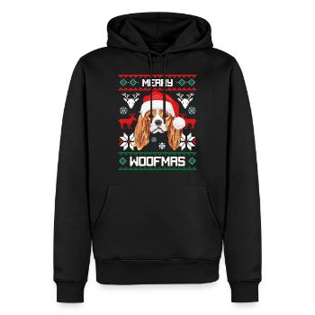 Joyeux Cavalier King Charles Spaniel de Woofma - Sweat à capuche Premium bio Homme - noir - Devant - Nico (187cm)