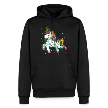 Unicorn Christmas lights Christmas tree - Men’s Premium Organic Hoodie - black - Front - Nico (187cm)