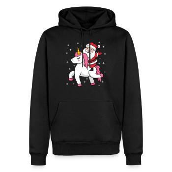 Père Noël Licorne Nicolas cadeau de Noël - Sweat à capuche Premium bio Homme - noir - Devant - Nico (187cm)