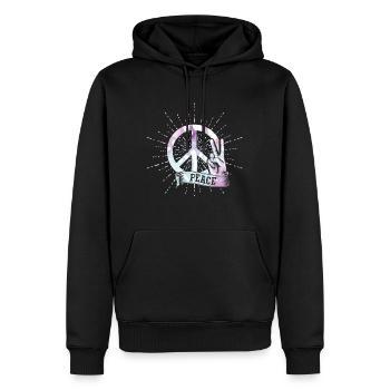 peace - Männer Premium Bio Hoodie - Schwarz - Vorne - Nico (187cm)