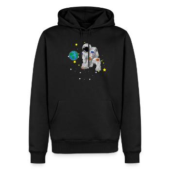 Volley-ball jouant l'astronaute cadeau de l'espace - Sweat à capuche Premium bio Homme - noir - Devant - Nico (187cm)