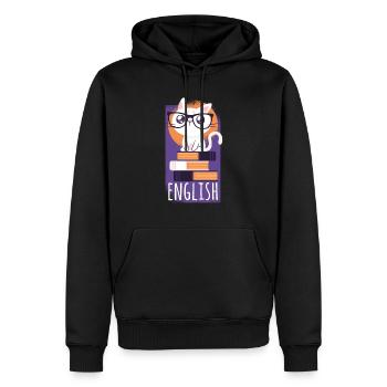 Englisch Übersetzer Katze Tshirt Geschenk - Männer Premium Bio Hoodie - Schwarz - Vorne - Nico (187cm)