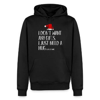 Keine Geschenke Umarmung großes Glas Wein T-Shirt - Männer Premium Bio Hoodie - Schwarz - Vorne - Nico (187cm)