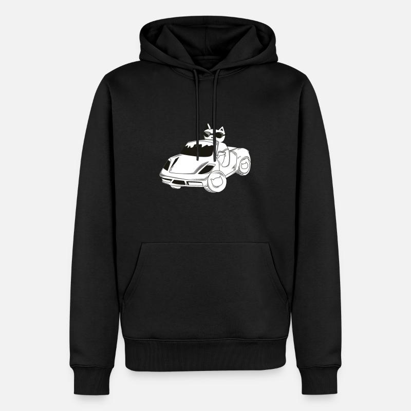 Katze im Auto / Geschenk / Geschenkidee - Männer Premium Bio Hoodie - Schwarz