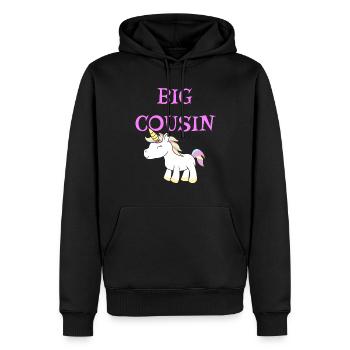 Big Cousin Unicorn - Men’s Premium Organic Hoodie - black - Front - Nico (187cm)