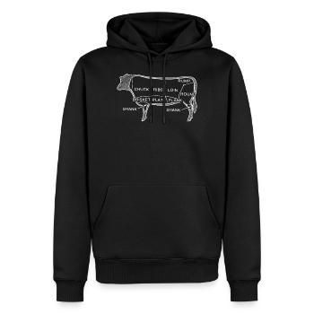 Steak - Männer Premium Bio Hoodie - Schwarz - Vorne - Nico (187cm)