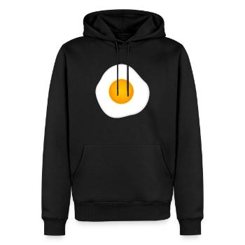 Œuf au plat le matin. - Sweat à capuche Premium bio Homme - noir - Devant - Nico (187cm)