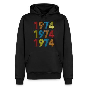 Cadeau d'anniversaire 1974 - Sweat à capuche Premium bio Homme - noir - Devant - Nico (187cm)