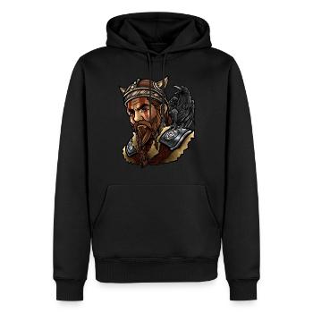 Vikings | Krieger Rabe Odin Valhalla Valknut - Sweat à capuche Premium bio Homme - noir - Devant - Nico (187cm)