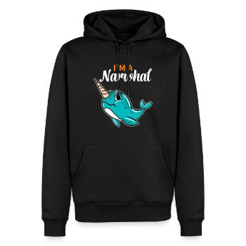 Je suis une licorne du narval de la mer - Sweat à capuche Premium bio Homme - noir - Devant - Nico (187cm)