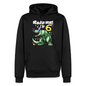 ROAR I'm 6 years old - T REX Birthday DINO - Men’s Premium Organic Hoodie - black - Front - Nico (187cm)