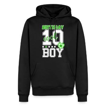 10. Geburtstag Nummer 10 Fußball Junge - Männer Premium Bio Hoodie - Schwarz - Vorne - Nico (187cm)
