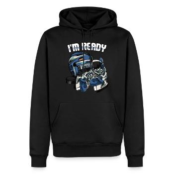 I'm Ready | Eishockey Spruch Eissport Geschenk - Männer Premium Bio Hoodie - Schwarz - Vorne - Nico (187cm)