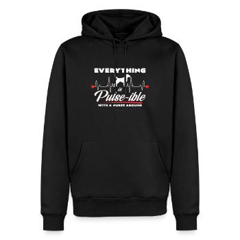 Infirmière Amour Chien - Sweat à capuche Premium bio Homme - noir - Devant - Nico (187cm)