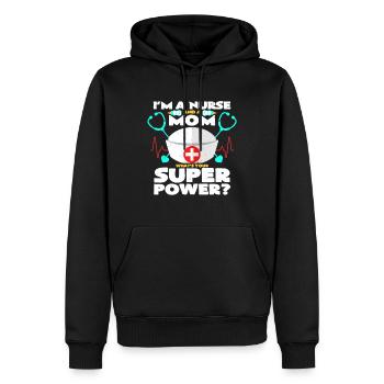 Supermama et Infirmière | Cadeau fête des mères - Sweat à capuche Premium bio Homme - noir - Devant - Nico (187cm)