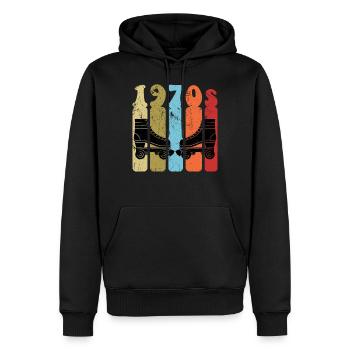 70er Jahre Roller Skates Disco Derby Retro - Männer Premium Bio Hoodie - Schwarz - Vorne - Nico (187cm)