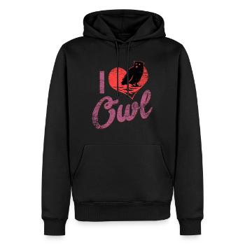Eule Liebe Vogel Nacht Wald nachtaktiv Geschenk - Männer Premium Bio Hoodie - Schwarz - Vorne - Nico (187cm)
