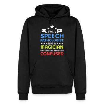 Speech Language Pathologist Therapy Therapist Gift - Men’s Premium Organic Hoodie - black - Front - Nico (187cm)