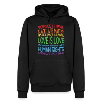 Politische Fragen - Menschenrechte - Demokratie - Männer Premium Bio Hoodie - Schwarz - Vorne - Nico (187cm)