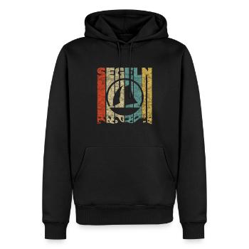 Chemise vintage imprimée voile et voile - Sweat à capuche Premium bio Homme - noir - Devant - Nico (187cm)
