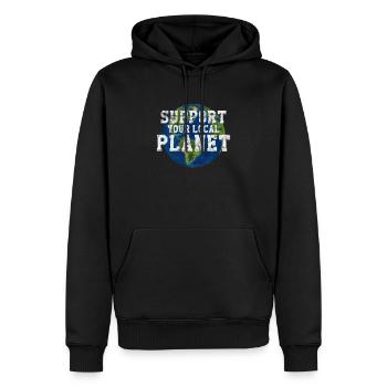 Support Your Local Planet | Natur Umwelt Geschenk - Männer Premium Bio Hoodie - Schwarz - Vorne - Nico (187cm)