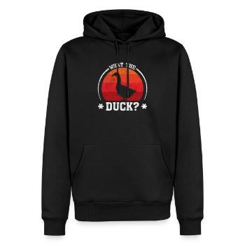 Ente Lustiges Wortspiel - Männer Premium Bio Hoodie - Schwarz - Vorne - Nico (187cm)