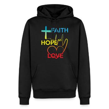 Croire l’espérance amour cadeau Eglise - Sweat à capuche Premium bio Homme - noir - Devant - Nico (187cm)